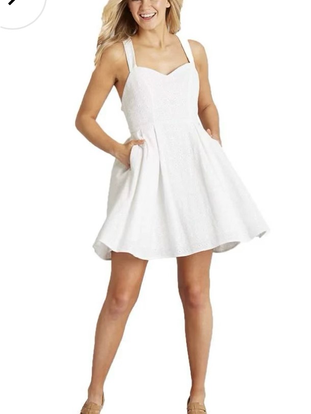 Lauren James Livingston Dress White Eyelet Bow Back Mini Sundress Nwt Medium